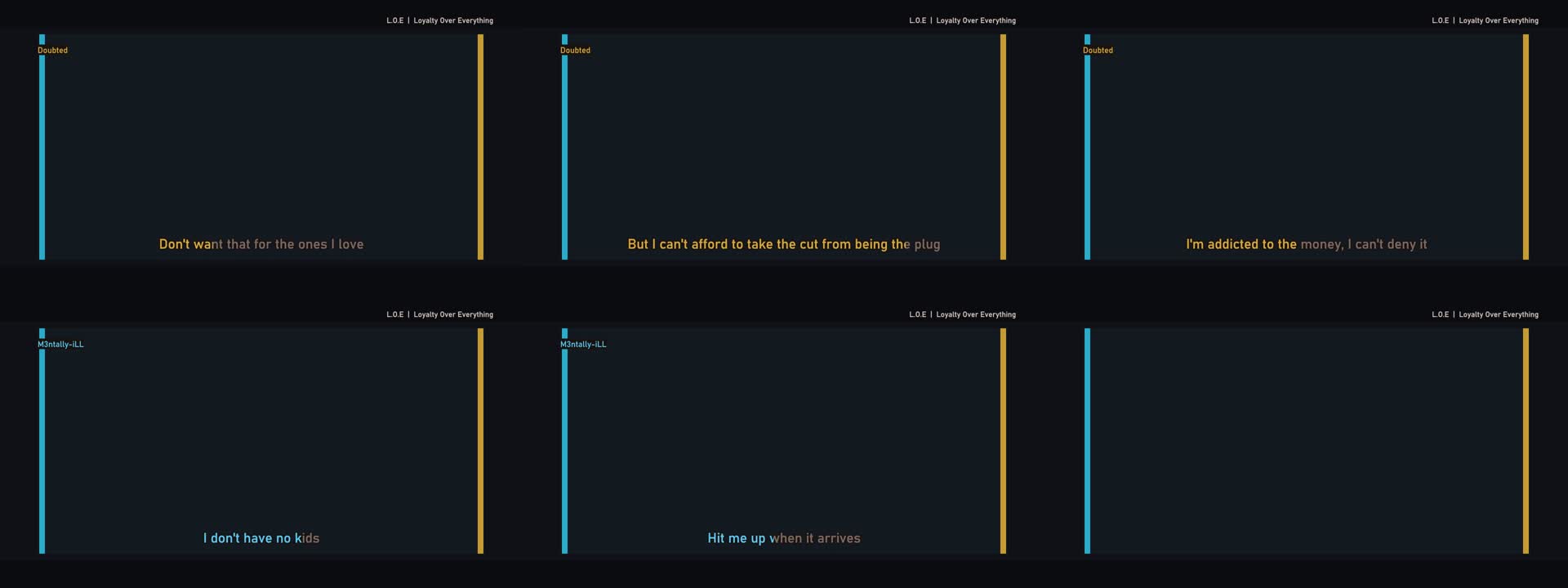 Lyric video contact sheet preview